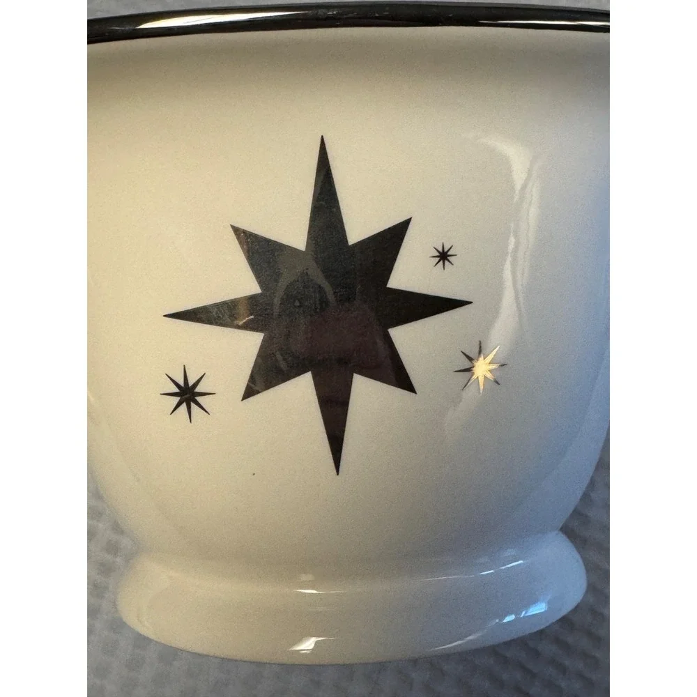 Bath‎ & Body Works 1999 Holiday Edition Silver Star Large Bowl Pot Ceramic